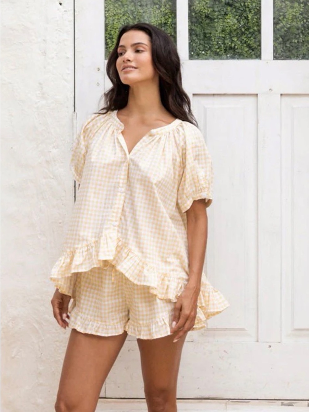 PIYAMA Sophie Sleep Set - Cotton - Gingham Yellow
